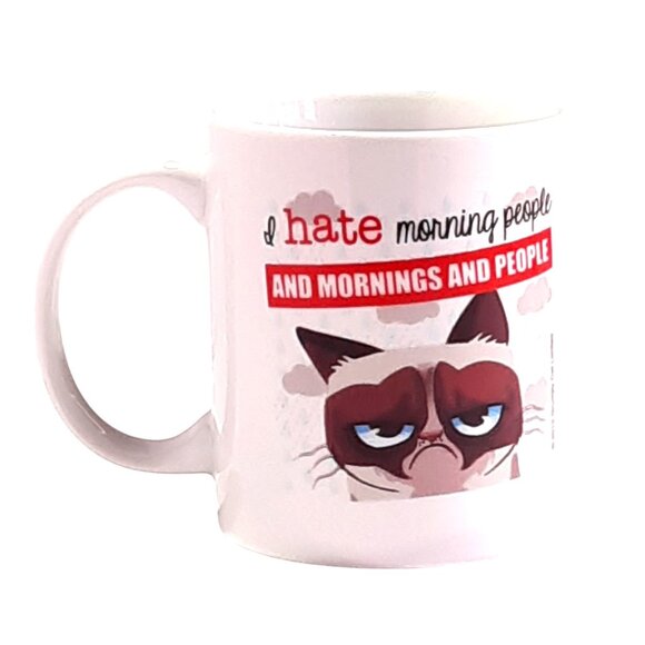Grumpy Cat "I Hate Morning People & Mornings and People" White Ceramic Mug - Picture 1 of 5